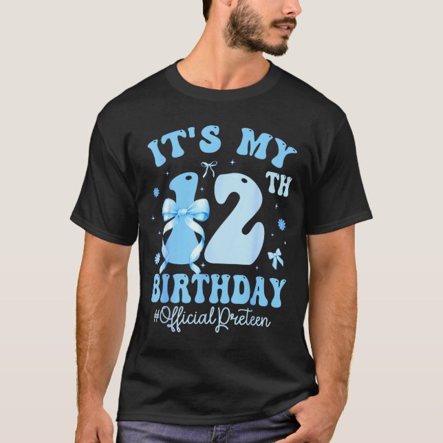 Camiseta It's My 12th Birthday Girl Coquette Bow Blue 12 Ye (Anverso)