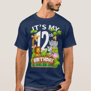 Camiseta It's My 12th Birthday Zoo Animal Cute 12 Year Old