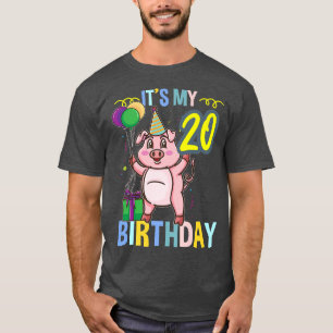 Camiseta Its My 20th Birthday Cute Pig Premium