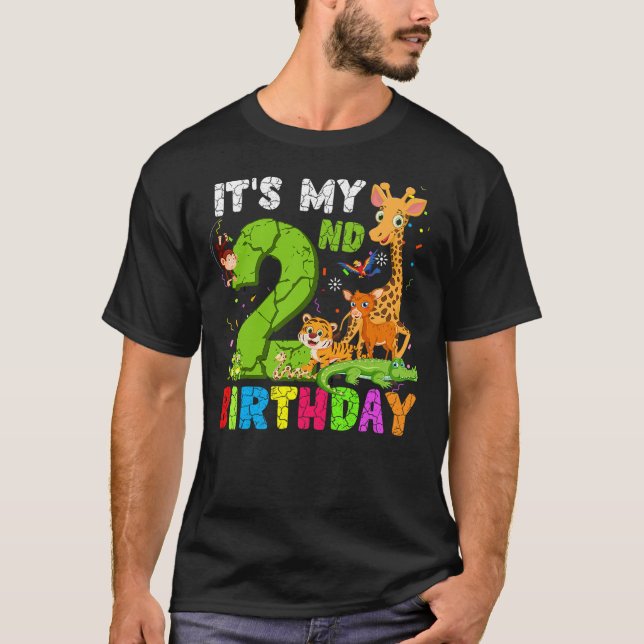 Camiseta It's My 2nd Birthday Animals Cute Zoo 2 Year Old B (Anverso)
