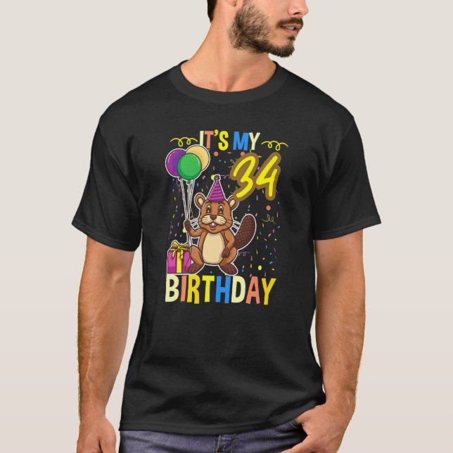 Camiseta Its My 34th Birthday Beaver (Anverso)