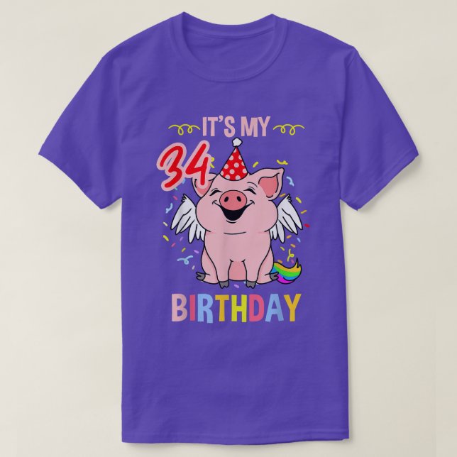 Camiseta Its My 34th Birthday Pig  (Diseño del anverso)
