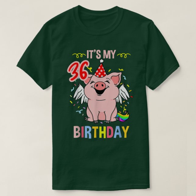 Camiseta Its My 36th Birthday Pig 3348  (Diseño del anverso)