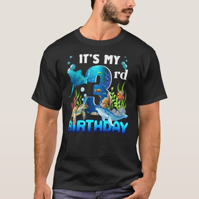 Camiseta It's My 3rd Birthday Party Ocean 3 Years Old Sea F (Anverso)