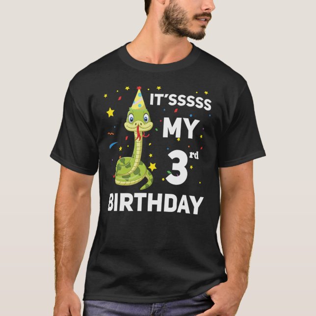 Camiseta It's My 3rd Birthday Snake Theme Birthday Party (Anverso)