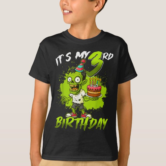 Camiseta It's My 3rd Birthday Zombie 3 Years Old Happy Hall (Anverso)