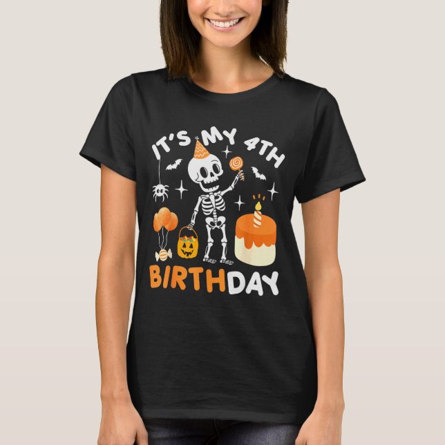 Camiseta It's My 4th Birthday-funny Halloween Skeleton 4th  (Anverso)