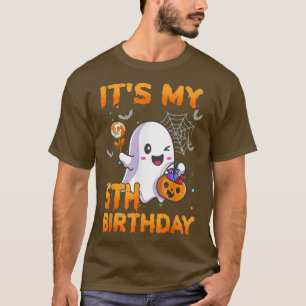 Camiseta Its My 5th Birthday Kids Boo Ghost Pumpkin Candy C