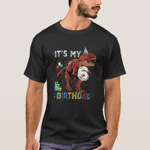 Camiseta It's My 6th Birthday Happy 6 Years Dinosaur Rex Bd