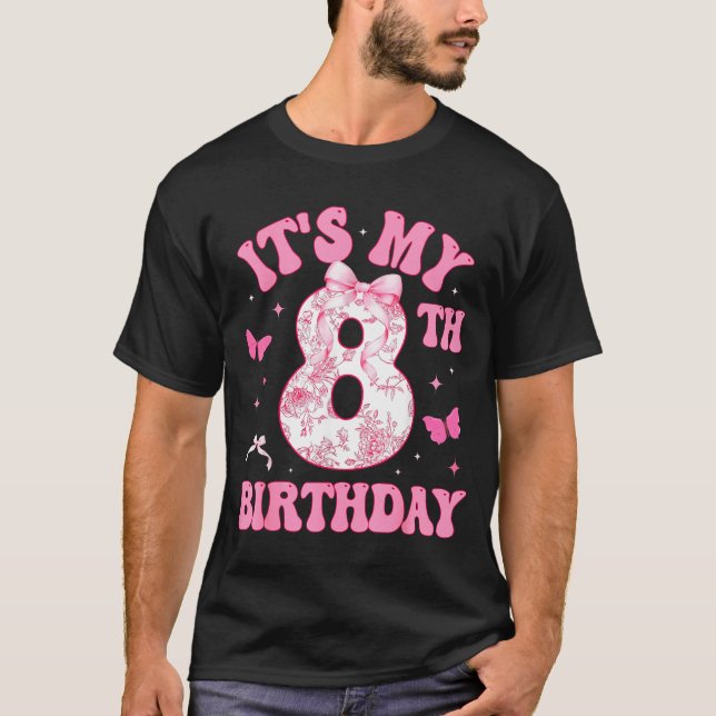 Camiseta It's My 8th Birthday Nk Coquette Bow 8 Year Old Bi (Anverso)