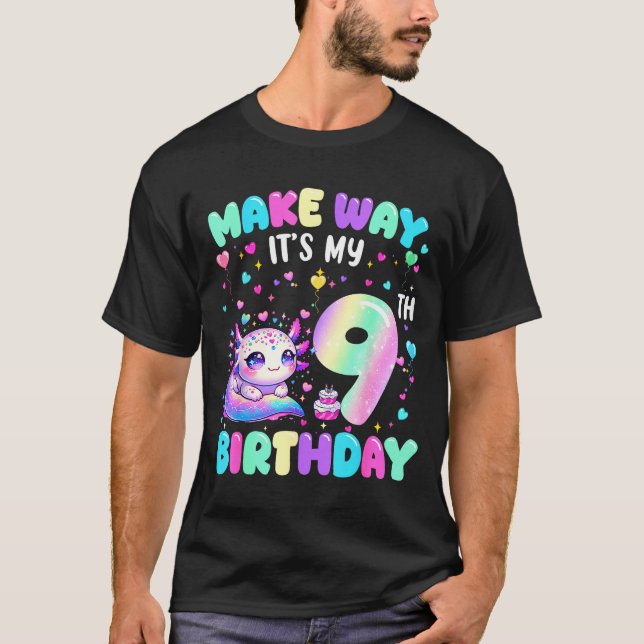 Camiseta It's My 9th Birthday Girl Cute Axolotl 9 Year Old  (Anverso)