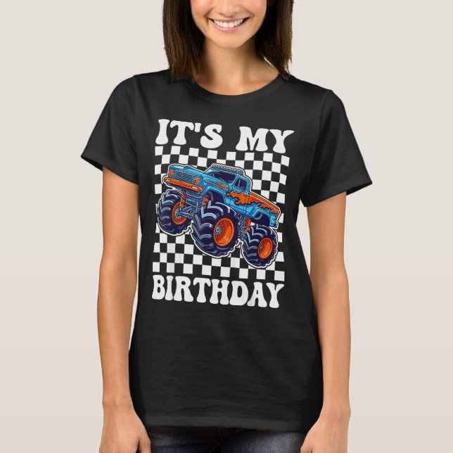 Camiseta It's My Birthday Boy Monster Truck Bday Party Kids (Anverso)