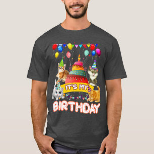 Camiseta It's My Birthday Cat and Kitten Party Day Girl's a