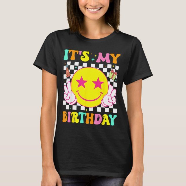 Camiseta Its My Birthday Happy Smile Face Peace Girls Kids  (Anverso)