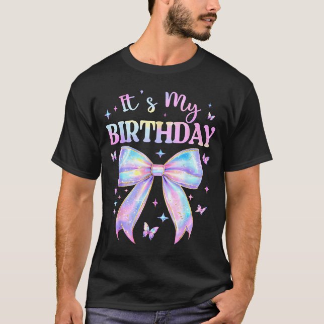 Camiseta It's My Birthday Tie Dye Coquette Bow Butterfly Bi (Anverso)