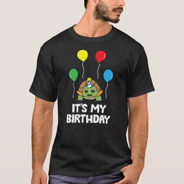 Camiseta It's My Birthday Turtle Birthday Party (Anverso)