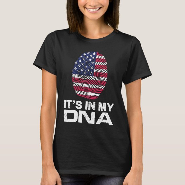 Camiseta IT'S MY DNA IN Flag National Pride Fingerprint Nat (Anverso)