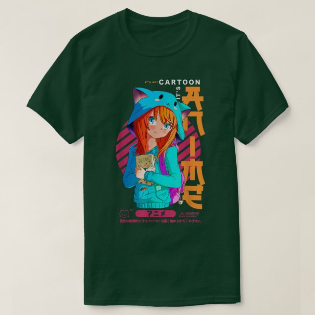 Camiseta It's Not Cartoon It's Anime Girl Ramen Japan Sketc (Diseño del anverso)