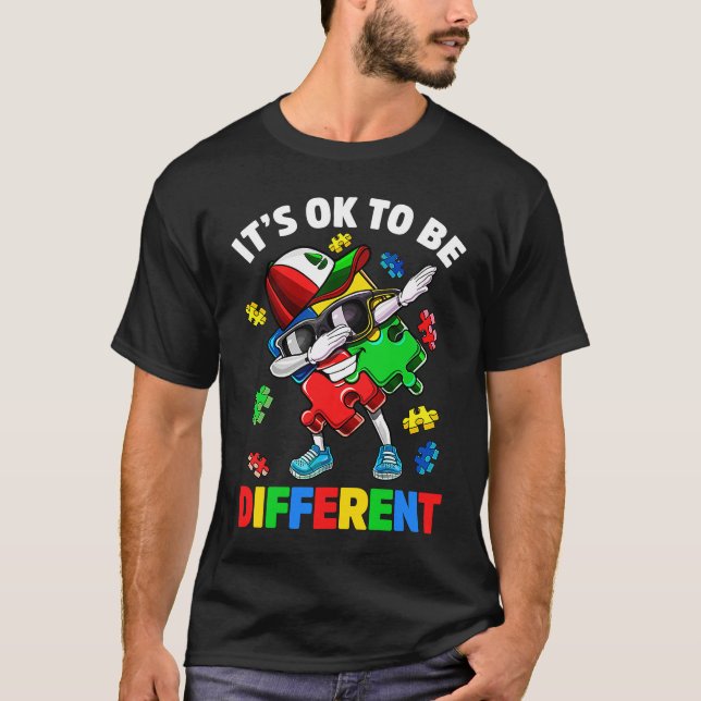 Camiseta Its Ok To Be Different Autism Awareness Dabbing Pu (Anverso)