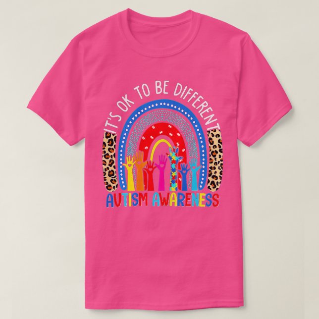 Camiseta It's OK To Be Different Autism Awareness Leopard R (Diseño del anverso)
