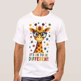 Camiseta It's Ok To Be Different Giraffe Autism Awareness B
