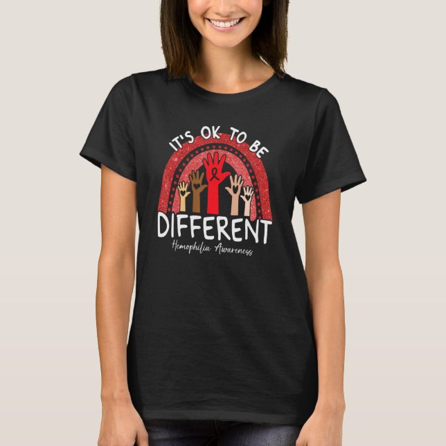 Camiseta It's Ok To Be Different Hemophilia Awareness Red R (Anverso)