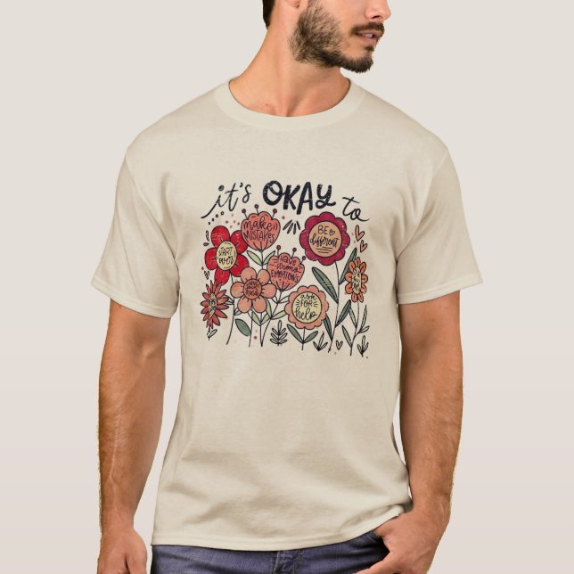 Camiseta It's okay to boho Mental Health Awareness Floral  (Anverso)