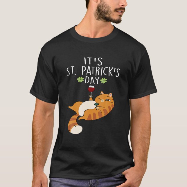 Camiseta It's St Patrick's Day Funny Cat Face Saint Patrick (Anverso)