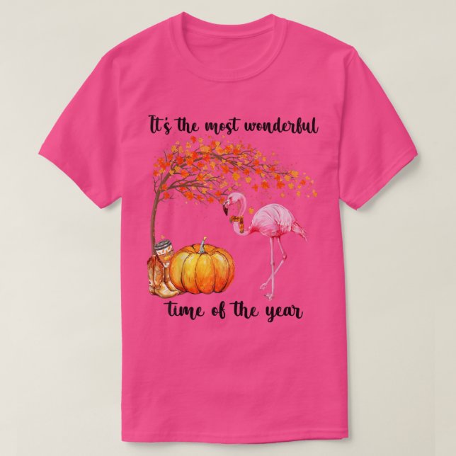 Camiseta It's The Most Wonderful Autumn Time Flamingo Scarf (Diseño del anverso)