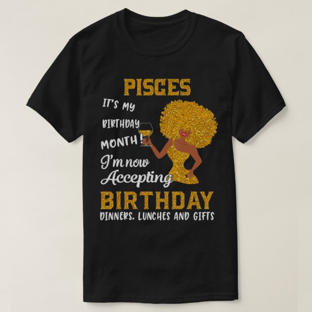 Camiseta Itu2019s My Birthday  Black Women Pisces Zodiac Gi (Diseño del anverso)