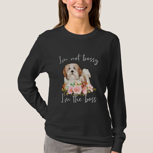 Camiseta Iu2019m No Bossy Iu2019m El Jefe Lhasa Apso (Anverso)