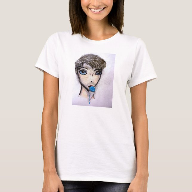 Camiseta Iván y la nevada azul frambuesa tres (Anverso)