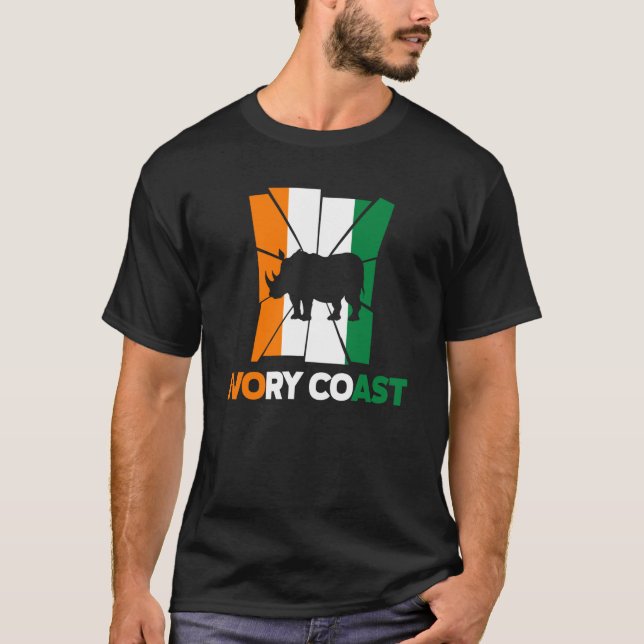 Camiseta Ivory Coast Ivorian Ivory Coast Flag Rhinoceros Si (Anverso)