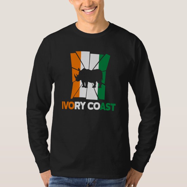 Camiseta Ivory Coast Ivorian Ivory Coast Flag Rhinoceros Si (Anverso)
