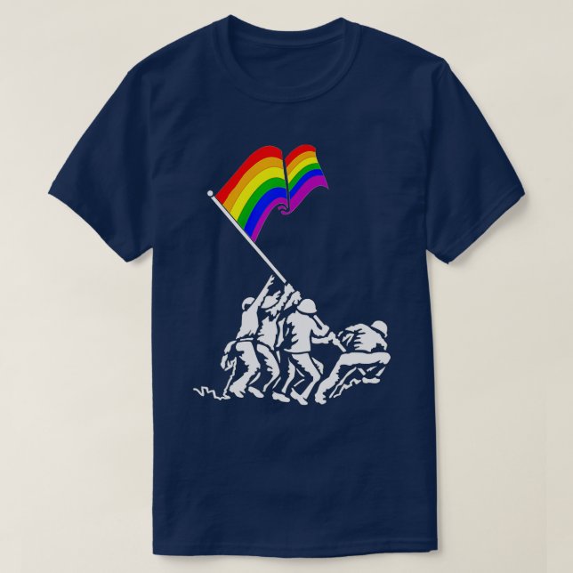 Camiseta Iwo Jima Bandera Orgullo Regalo Derechos LGB Para  (Diseño del anverso)