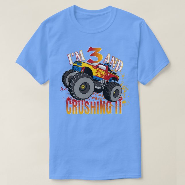 Camiseta Ix27m 3 y aplastarlo Monstruo de tercer cumpleaños (Diseño del anverso)