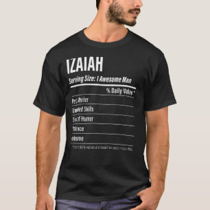 Camiseta Izaiah Sirviendo Calorías de Etiqueta de Nutrición