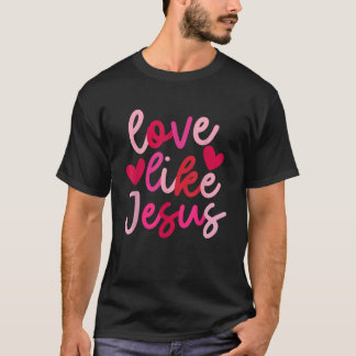 Camiseta IZI POD Retro Love Like Jesus Coquette Heart Bow U