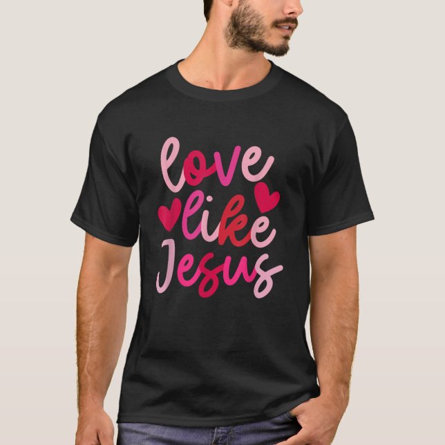 Camiseta IZI POD Retro Love Like Jesus Coquette Heart Bow U (Anverso)