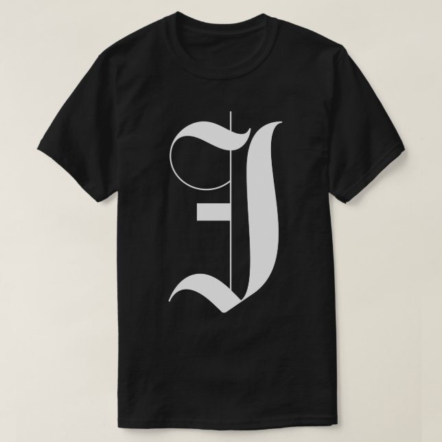 Camiseta J Letra gótica (Diseño del anverso)