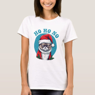 Camiseta Ja ja no - divertido gato gruñón de Santa