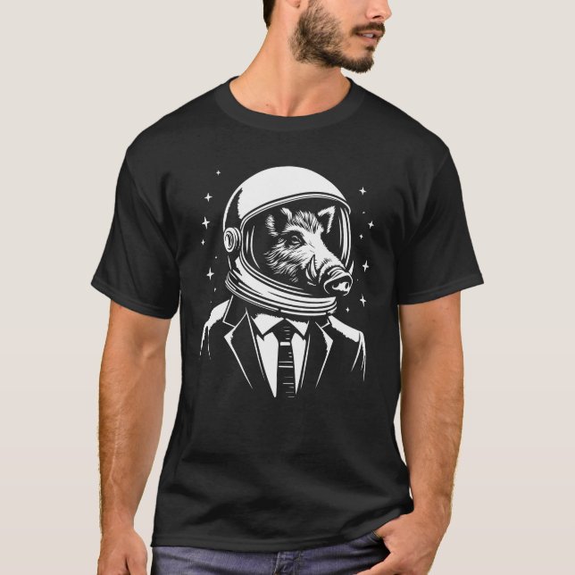 Camiseta jabalí como astronauta en el cosmos (Anverso)
