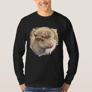 Camiseta Jabalí Salvaje Lindo Corona de Flores Acuarela Ani