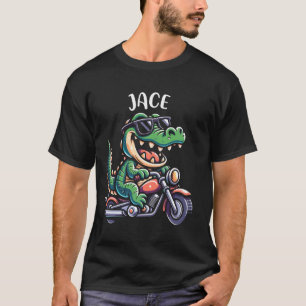 Camiseta Jace Funny Alligator Motorcycle Design for Boys Na