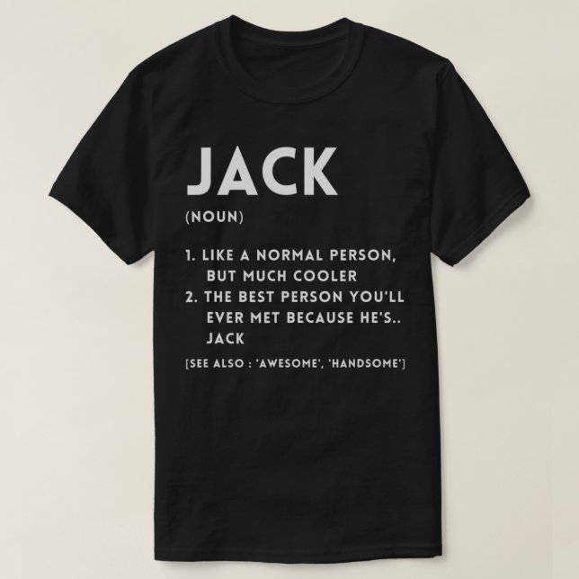 Camiseta Jack Definition Funny Personalized Name For Jack B (Diseño del anverso)