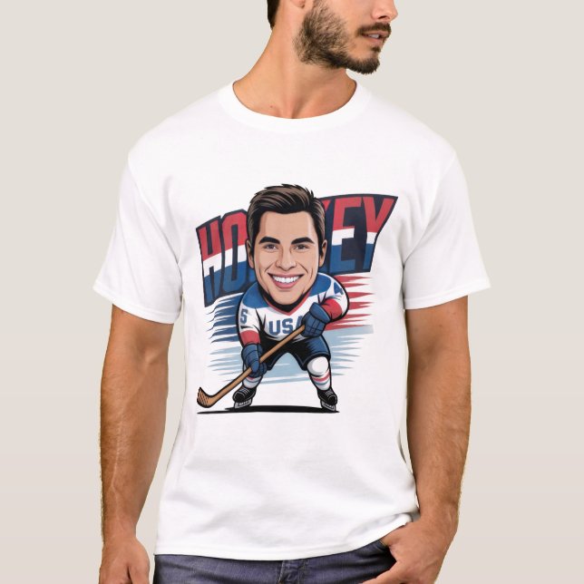 Camiseta Jack Hughes Team USA Hockey Smile Fan T-Shirt (Anverso)