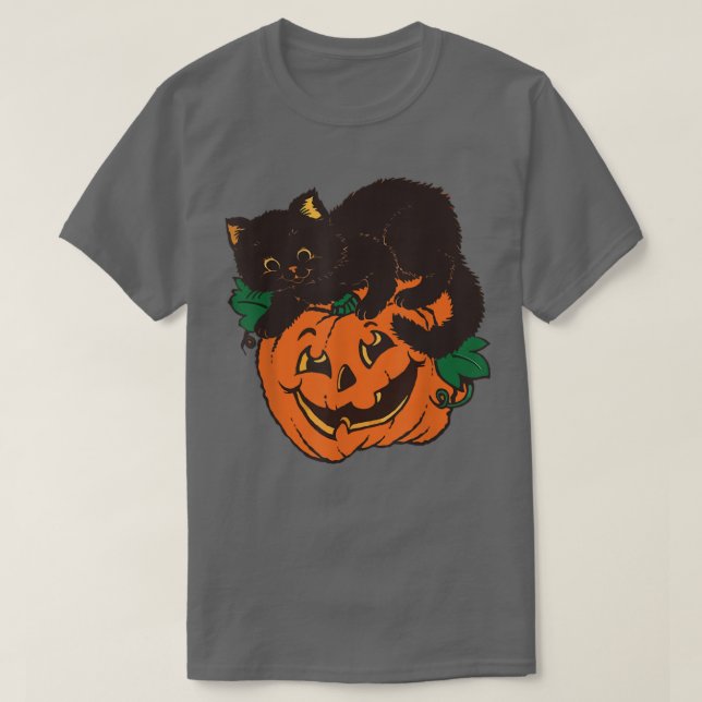 Camiseta Jack O Lantern Black Cat Halloween Disstume espelu (Diseño del anverso)
