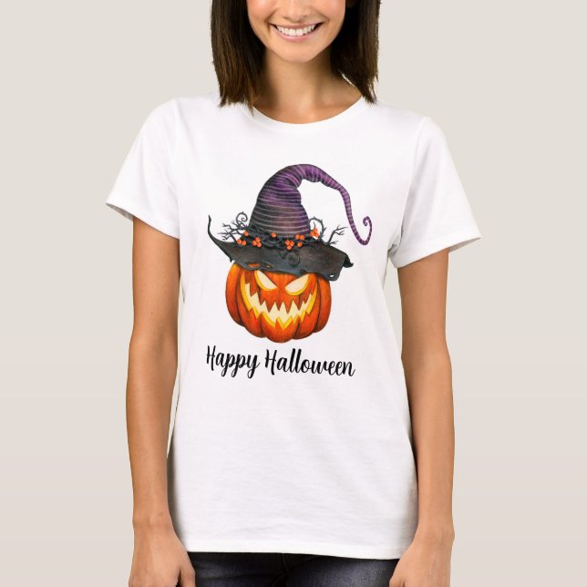 Camiseta Jack-O-Lantern con Gorra de brujas (Anverso)