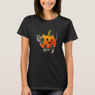 Camiseta Jack O Lantern de Halloween Gato Calabaza para Hom