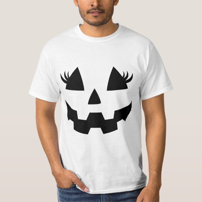 Camiseta Jack O Lantern Eyelashes Pumpkin Face Halloween Wo (Anverso)